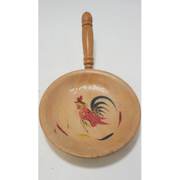 Royalty Vintage Mid Century (1960's) Maple, Hand Painted, Rooster Snack Bowl - Picture 7 of 7